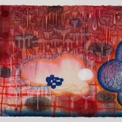 Artwork by Karen Kunc: “Red Tide,” 2010, woodcut, polymer relief, mixed media, 1